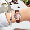 Women's Engraved Photo Watch Brown Leather Strap 36mm-5