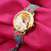 Women's Gold Photo Watch Braided Color Rope Strap 40mm-1