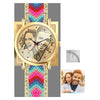 Women's Gold Photo Engraved Watch Braided Color Rope Strap 40mm