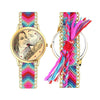 Women's Gold Photo Engraved Watch Braided Color Rope Strap 40mm-3