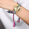 Women's Gold Photo Engraved Watch Braided Color Rope Strap 40mm-4