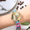 Women's Gold Photo Engraved Watch Braided Color Rope Strap 40mm-5
