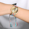 Women's Gold Photo Engraved Watch Braided Color Rope Strap 40mm-4