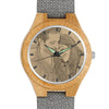 Women's Engraved Bamboo Photo Watch Grey Leather Strap 40mm-1