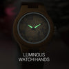 Women's Engraved Bamboo Photo Watch Dark Green Leather Strap 40mm-8