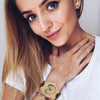 Women's Engraved Bamboo Photo Watch Dark Green Leather Strap 40mm-10