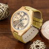 Women's Engraved Bamboo Photo Watch Wooden Leather Strap 40mm-1