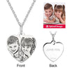 Women's Heart Photo Engraved Tag Necklace With Engraving Stainless Steel (Black And White)