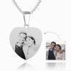 Women's Heart Photo Engraved Tag Necklace With Engraving Stainless Steel (Black And White)-3