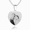 Women's Heart Photo Engraved Tag Necklace With Engraving Stainless Steel (Black And White)-4